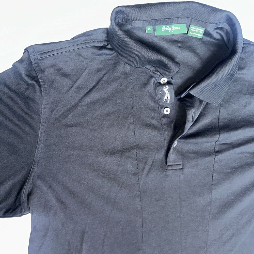 Bobby Jones Mens Performance Short Sleeve Golf Polo black Shirt XL cotton